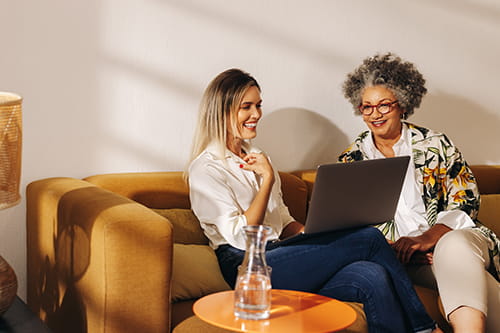 Two women colleagues working together