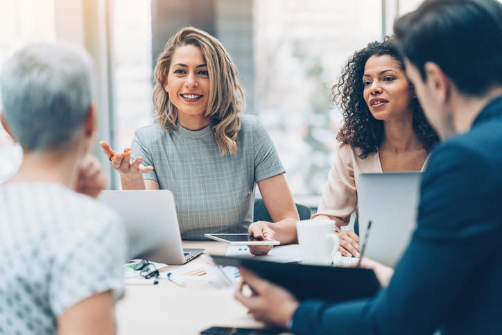 Woman leading group discussion