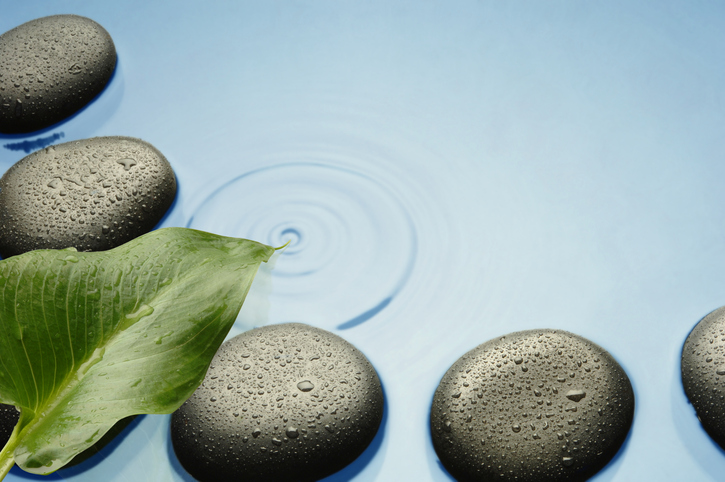 calm water with flat stones