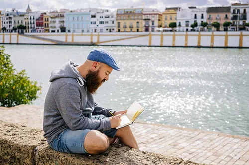 side-view-bearded-male-art-student side-view-bearded-male-art-student