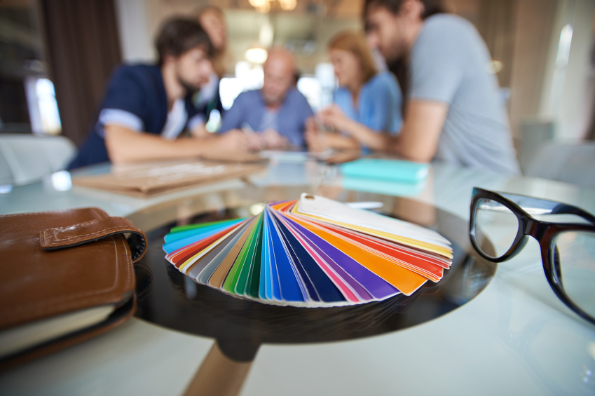 pantone color wheel on desk