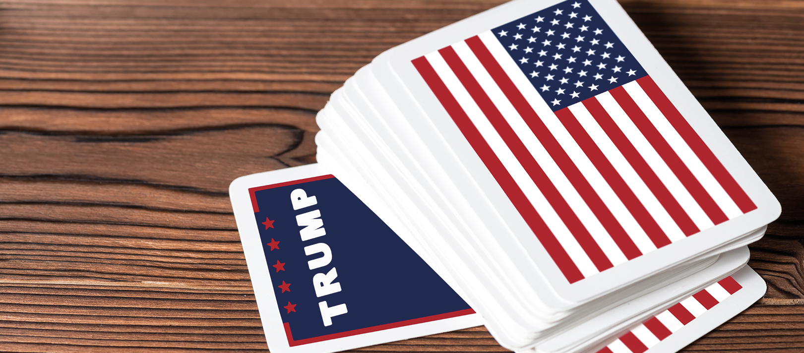Photo of playing card with Trump written on them