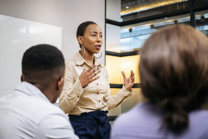 woman leading a meeting