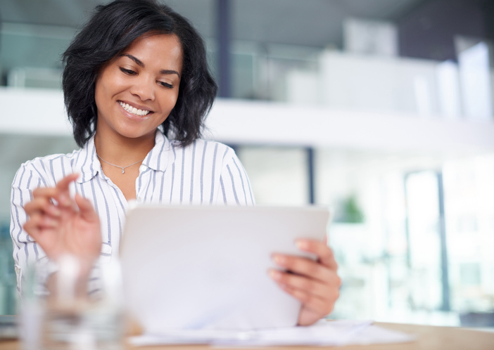 woman sitting at computer